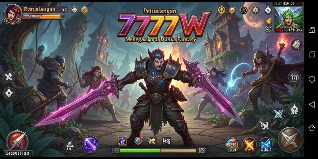 Gameplay seru 7777W dalam petualangan fantasi.