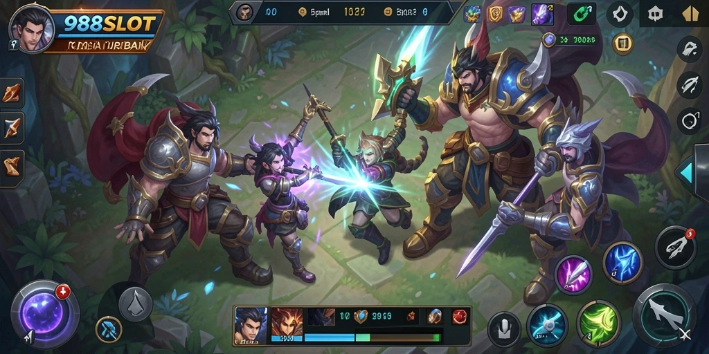 Tampilan gameplay seru di dalam 988SLOT MOBA.