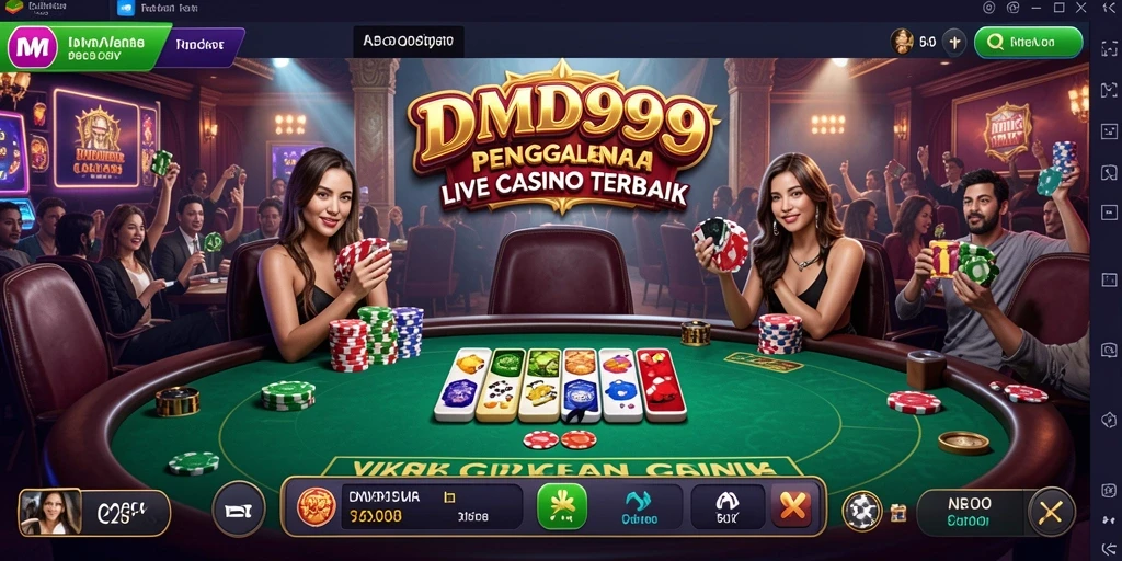 Screenshot gameplay DMD999 yang menampilkan dealer langsung di meja roulette.