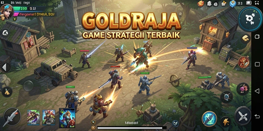 Tangkapan layar gameplay GOLDRAJA yang menampilkan strategi dan pertempuran yang seru.