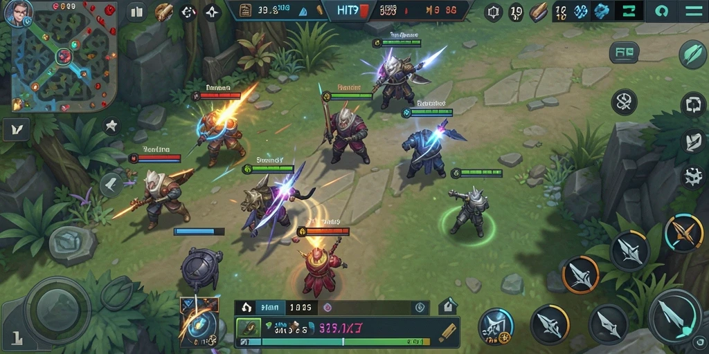 Screenshot gameplay HIT9 yang menunjukkan aksi pertempuran strategis.