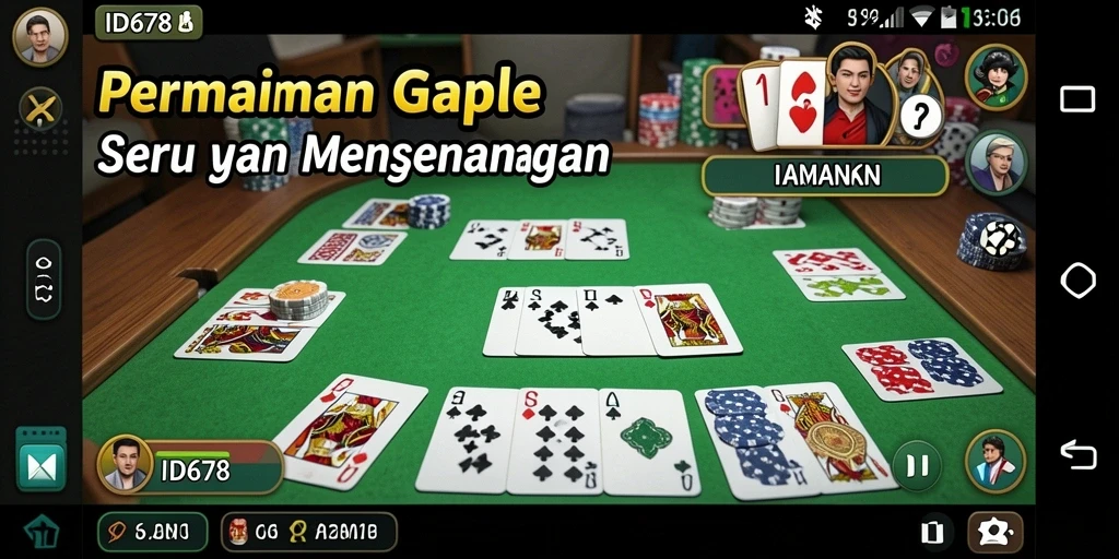Screenshot menunjukkan tampilan menarik dari gameplay Gaple ID678.