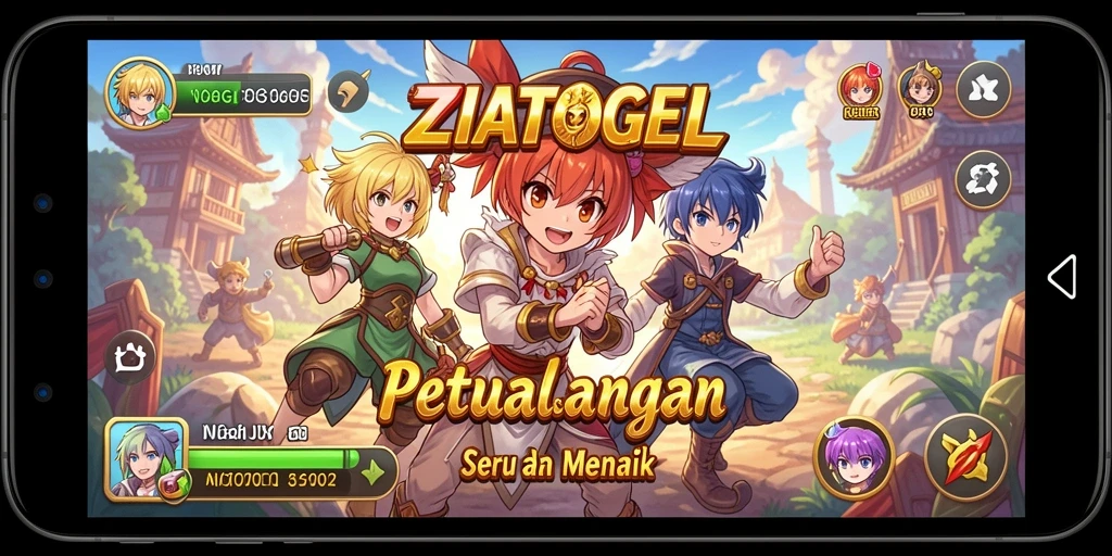 Tampilan gameplay seru dari ZIATOGEL dengan karakter Anime keren.